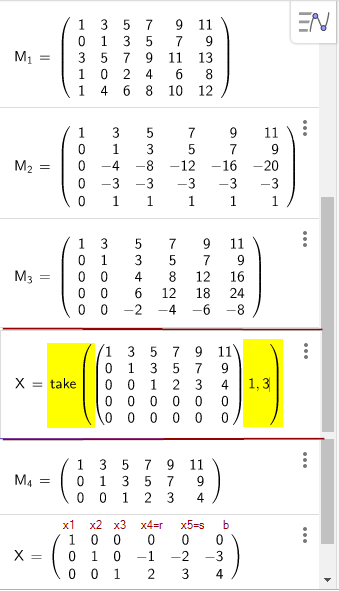 Beispiel mit abhängigen Gleichungen (Zeilen)