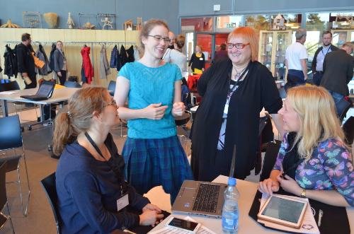 Laura (Finland), Bea (Iceland), Sirje (Estonia) and Kristi (Estonia) sharing ideas. Photo by [url=https://plus.google.com/+MikkoRahikka]Mikko Rahikka[/url].