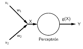Diagrama de perceptrón de dos entradas. Fuente: Elaboración propia.