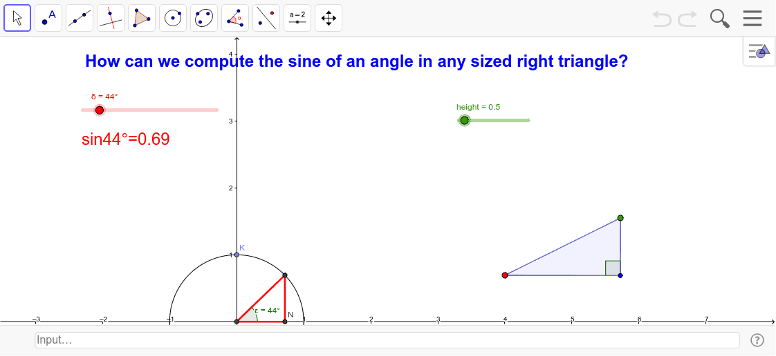 We have been computing sine, cosine, and tangent using the unit circle, where all right triangles have a hypotenuse of 1. In this task we will explore how to compute these values when given triangles with hypotenuse not equal to one.