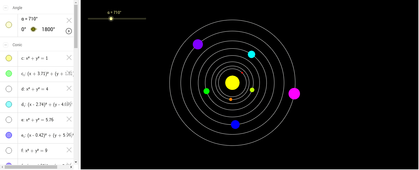Click the button play to see the planet rotate in their orbit. Press Enter to start activity