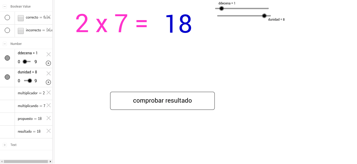 Tabla Multiplicar ( del 2 al 9 ) GeoGebra