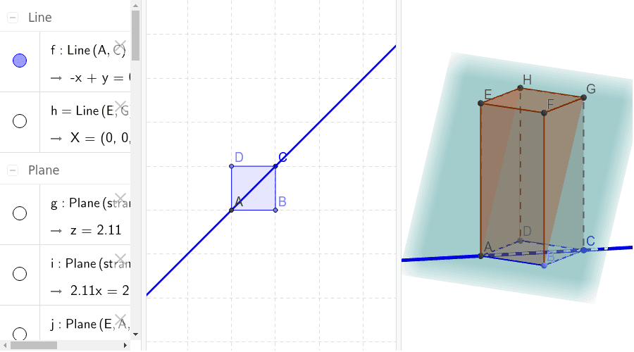 Kvadar, točke, pravci i ravnine u prostoru Pritisnite Enter za pokretanje.