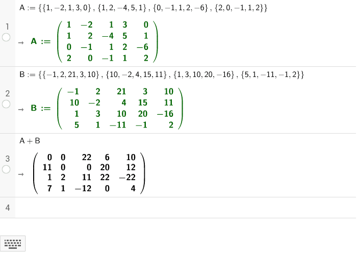 Operaciones Entre Matrices Geogebra