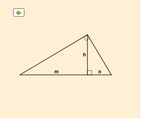 Uma demonstração visual da relação métrica h² = m.n no triângulo retângulo. Pressione Enter para iniciar a atividade