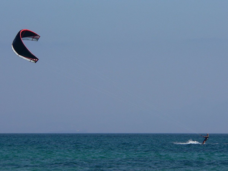 Surferen er 180 cm høj
Hvor højt over vandet flyver kiten ca?