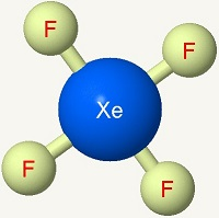 Imagen de la molécula de tetrafluoruro de xenón.