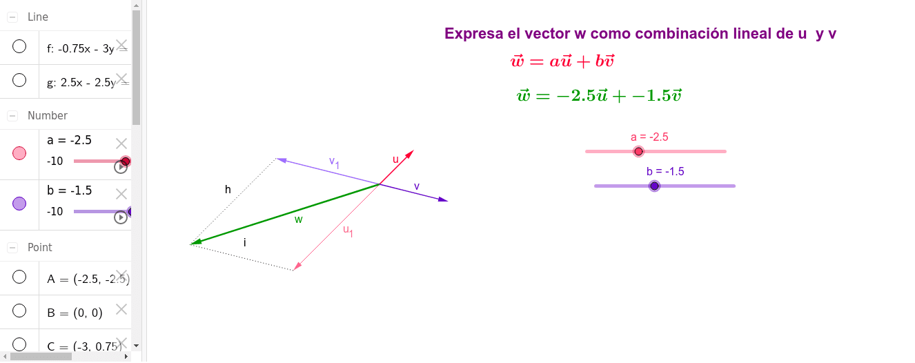 Combinación lineal de vectores Presiona Intro para comenzar la actividad