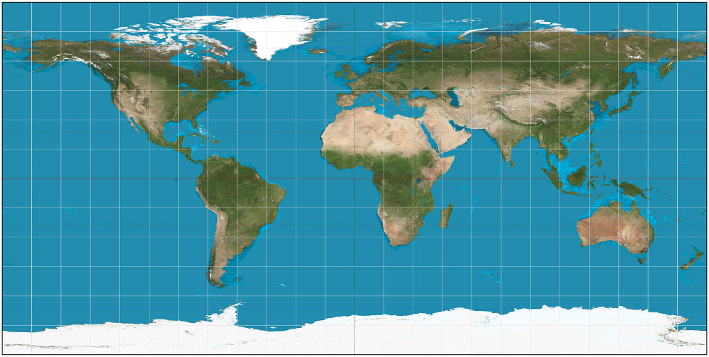 equidistante cilindrische wereldkaart