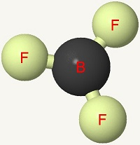 Imagen de una molécula de trifluoruro de boro