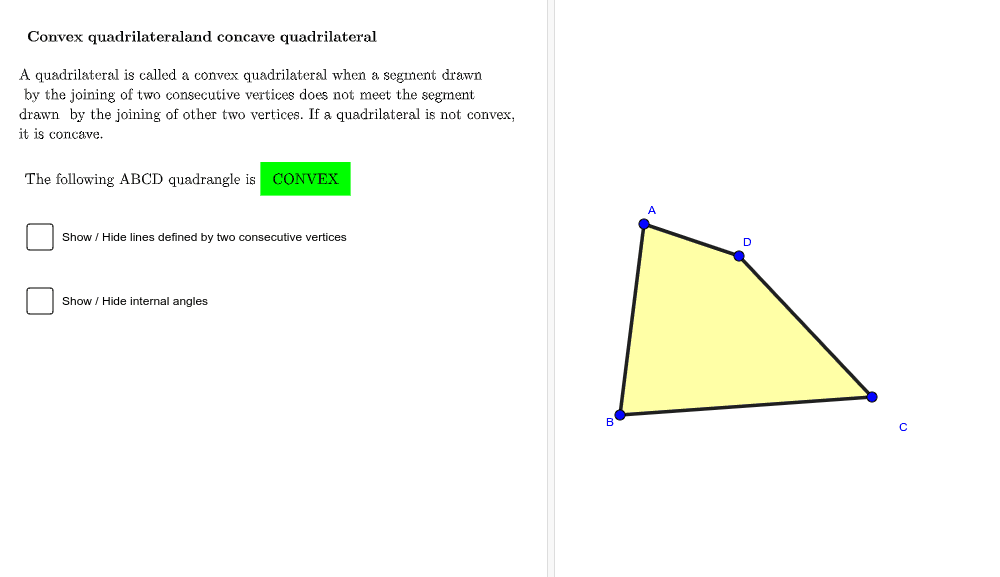 CONVEX QUADRILATERAL AND CONCAVE QUADRILATERAL Press Enter to start activity