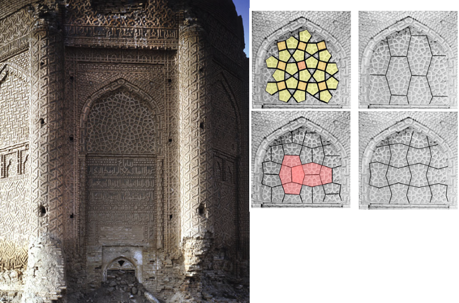 pictures from the article of Carol Bier:
The Decagonal Tomb Tower at Maragha and its Architectural Context