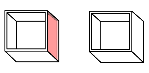 A printable model has walls that have a minimum thickness of the printing nozzle and are thick enough for physical forces.
On the left side of the picture you can see a 3D design that misses one side facing outside, you can see directly into the model. On the right side, you can see a watertight model with all outside walls facing outside.