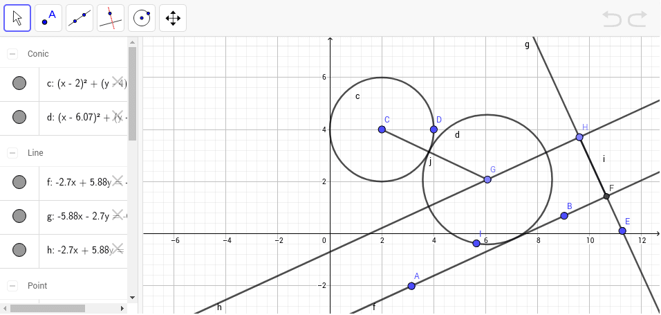 Circunferencia tangente a otra circunferencia y una recta Presiona Intro para comenzar la actividad