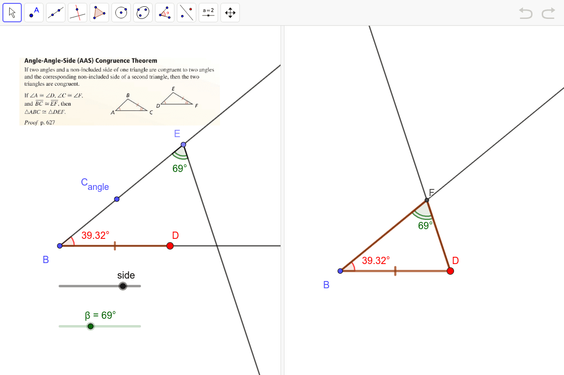 Angle Angle Side Triangle Congruence Theorem Exploration Press Enter to start activity
