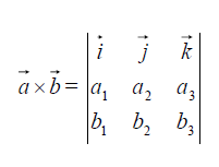 Ako su vektori dati koordinatama, vektorski proizvod računamo razvijajući sljedeću determinantu: