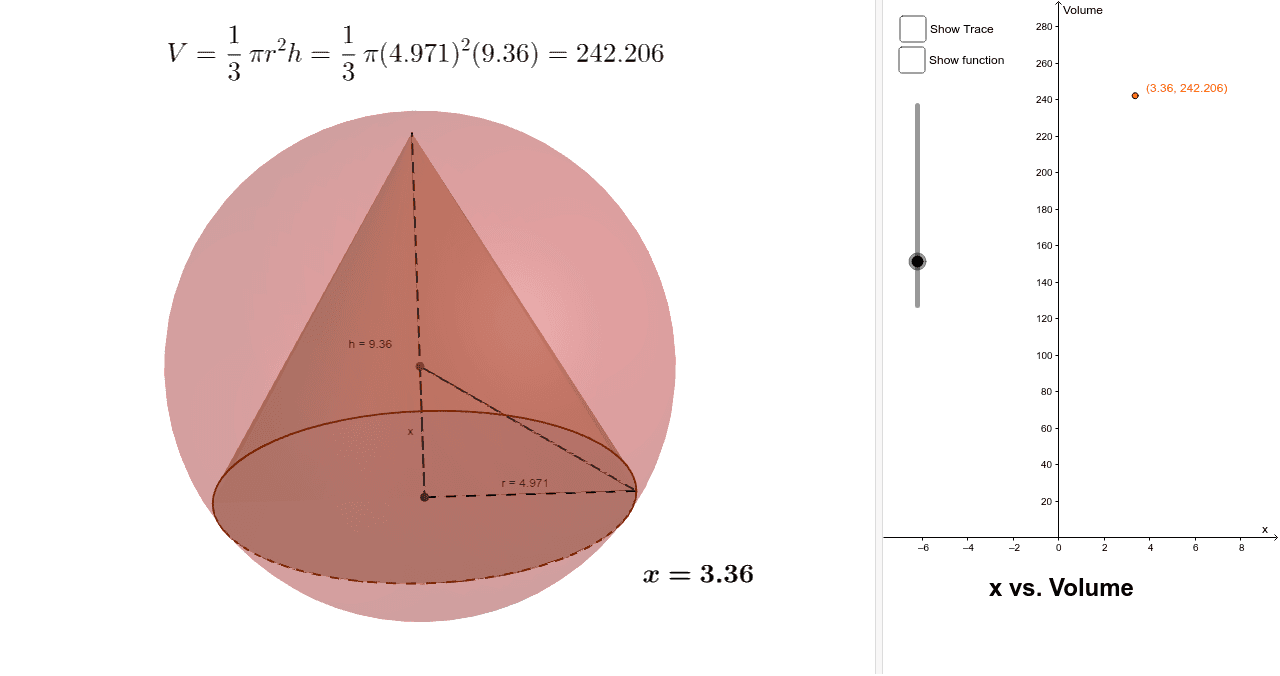 Calculus Cone Inscribed In Sphere GeoGebra