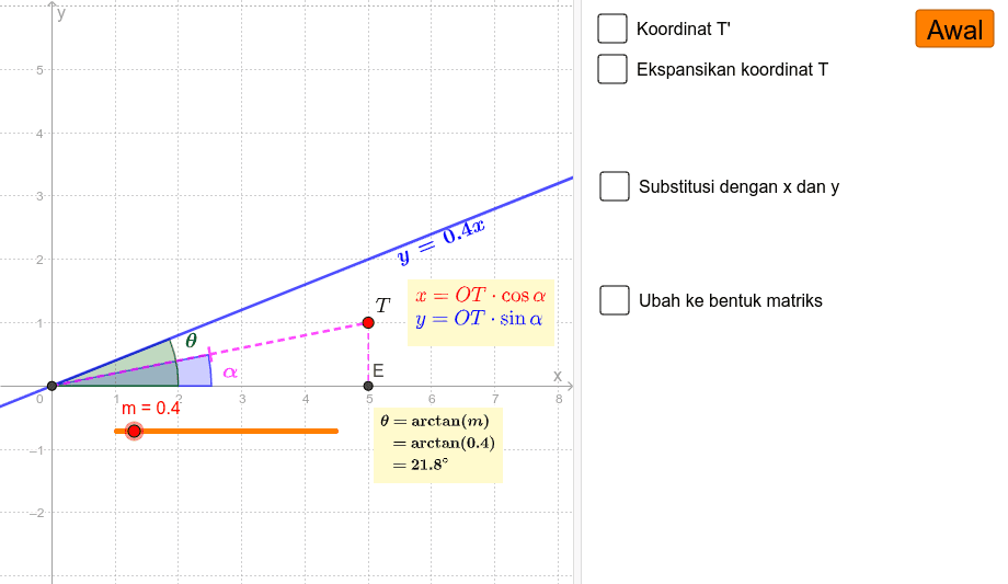Pencerminan terhadap garis y=mx Tekan Enter untuk memulai aktivitas