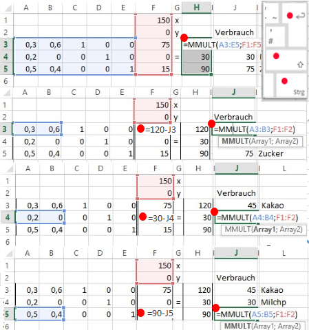 Erstellen Matrix Tableau für Tabellenklakulation