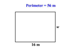 The perimeter of a rectangular pool is 56 meters. If the length of the pool is 16 meters, then find its width.
