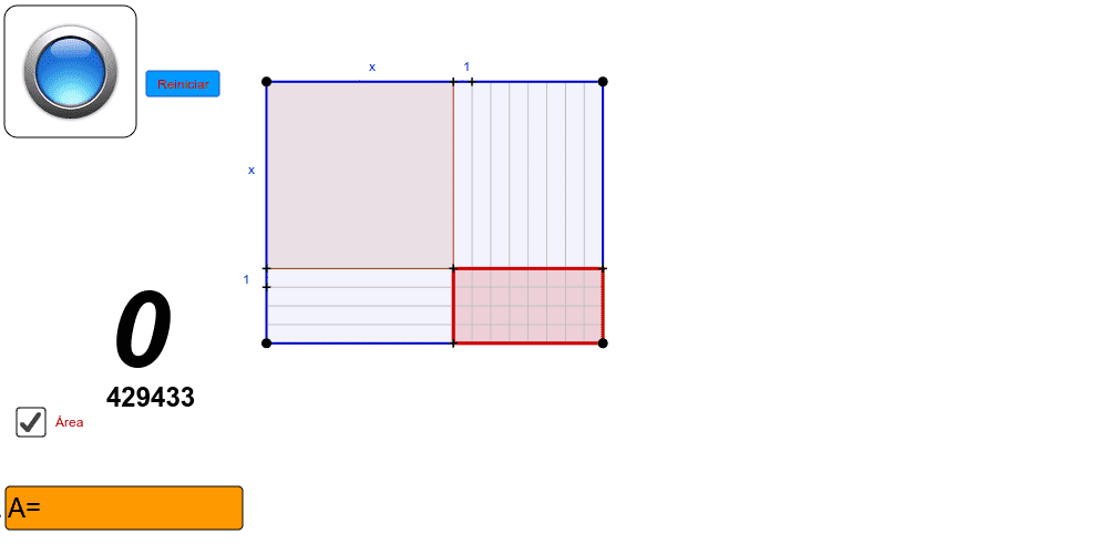 En esta ventana determina las expresiones algebraicas de 2 areas de los siguientes rectangulos Presiona Intro para comenzar la actividad