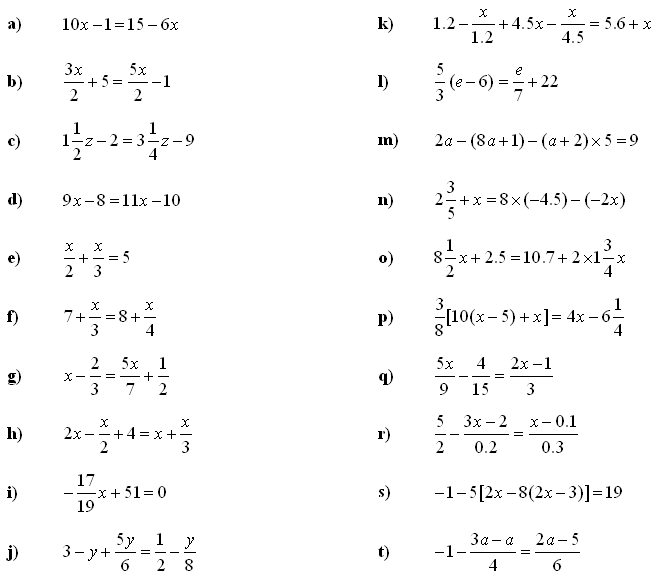 Lista de ejercicios de ecuaciones lineales.
Para resolver estos ejercicios pueden utilizar la [url=https://calculadorasonline.com/calculadora-algebraica-calculadora-de-ecuaciones/]Calculadora de Ecuaciones Online[/url]