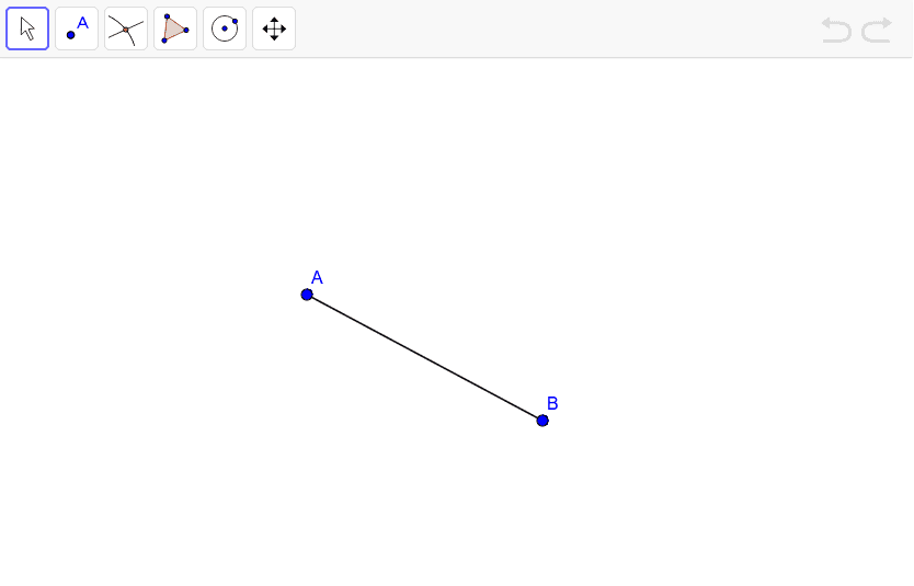 Construye un triángulo equilátero que tenga al segmento AB como uno de sus lados, usando las herramientas disponibles. ¿Hay otra solución? Presiona Intro para comenzar la actividad
