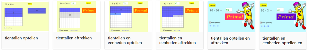 rekenen met grotere getallen in het tweede leerjaar... enkele schermafbeeldingen