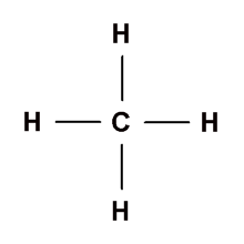 Fórmula desarrollada del metano.