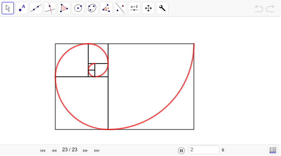 La espiral de Fibonacci. Presiona Intro para comenzar la actividad