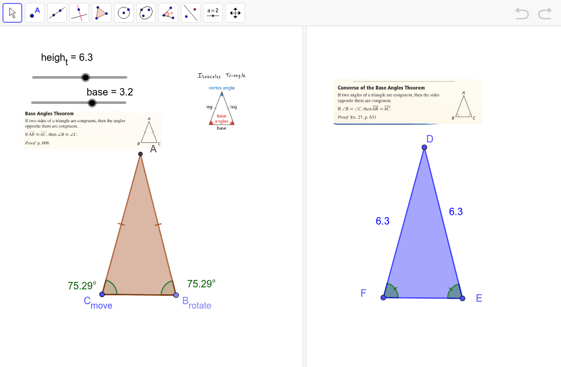 Move the sliders to change the triangles size and shape. Press Enter to start activity