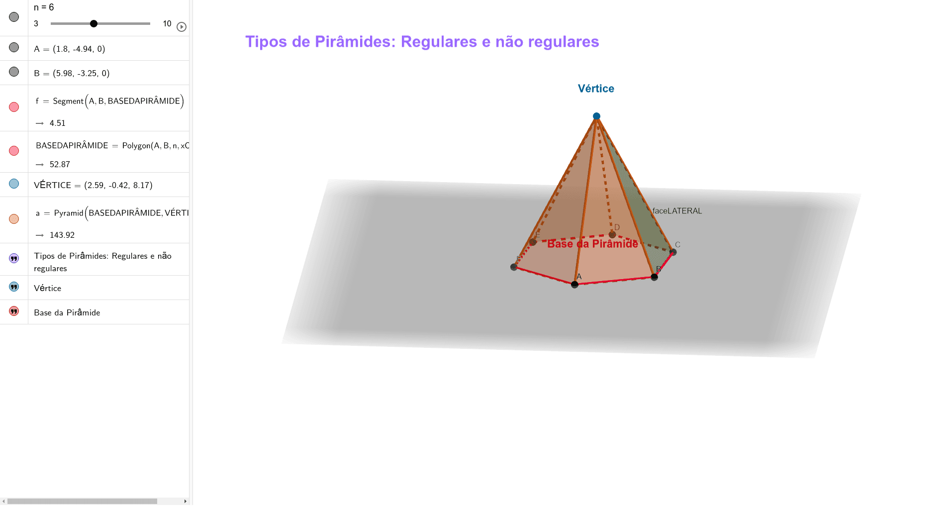 Pirâmides regulares e não regulares Press Enter to start activity